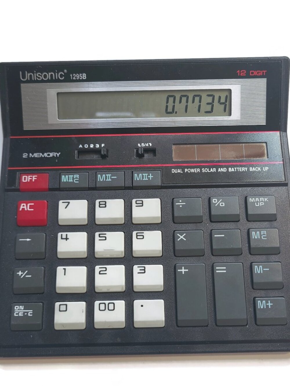 VTG Unisonic 1295 12 Digit Calculator Dual Power Solar and Battery Back Up WORKS